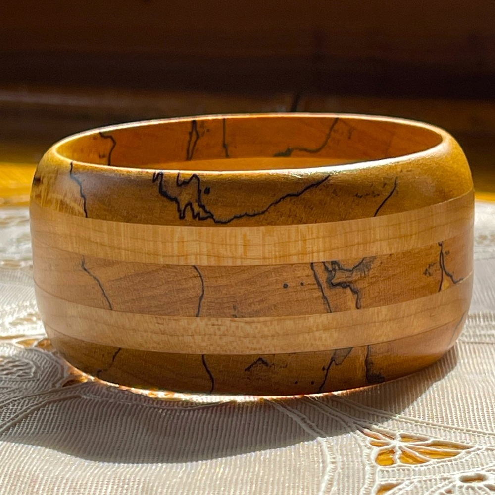 Vintage wooden bangle bracelet handmade boho